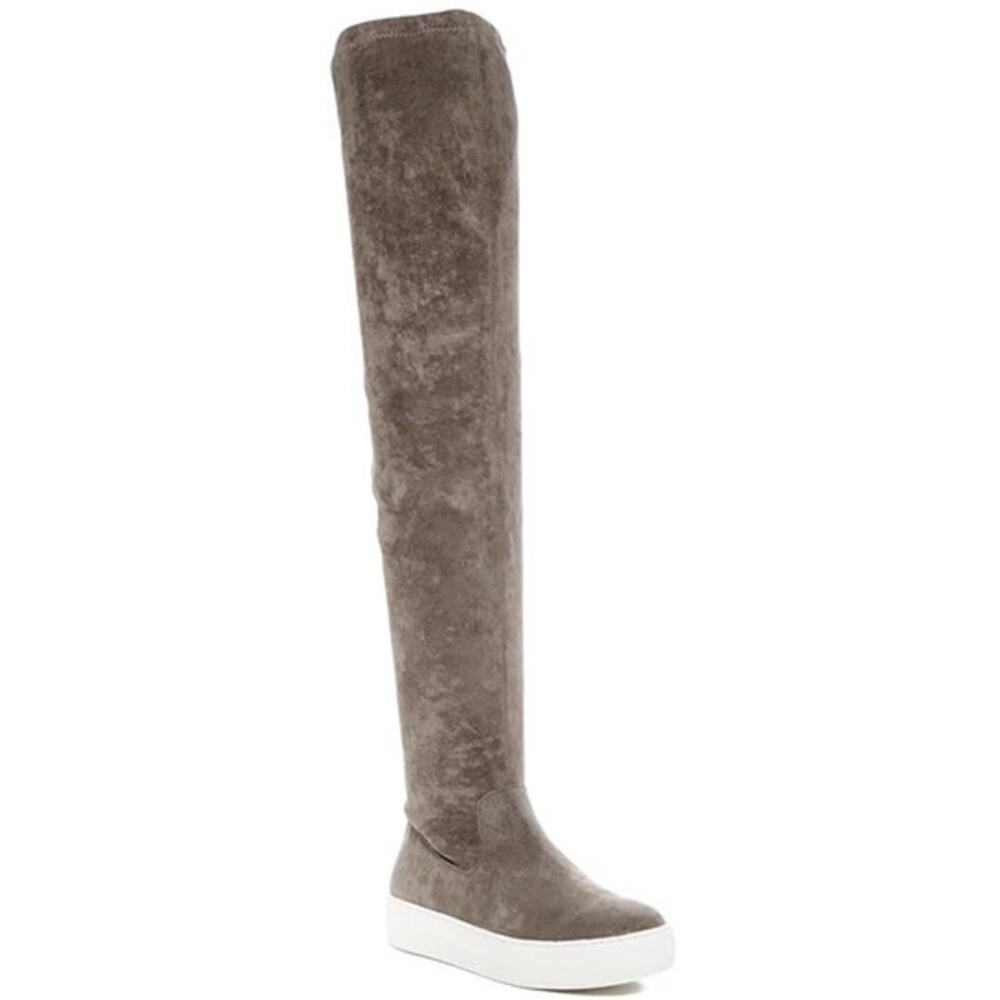 J/Slides‎ Petra Over-the-Knee Sneaker Boots Gray Faux Suede Fall Autumn Casual